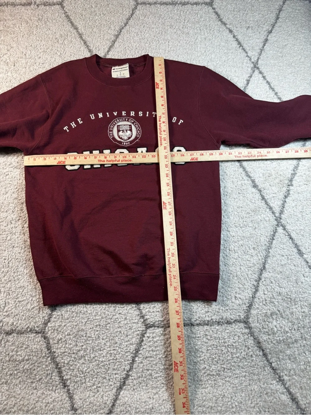 Champion Maroon Crewneck Sweatshirt with 'Chicago' Applique
